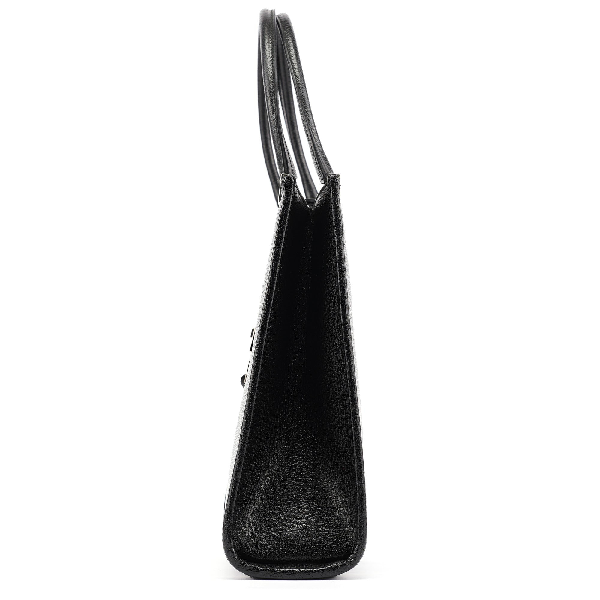 002 1065 Black Leather Jackie Tote Bag