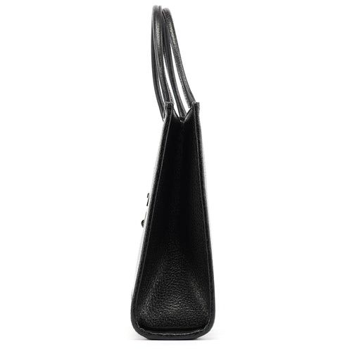 002 1065 Black Leather Jackie Tote Bag