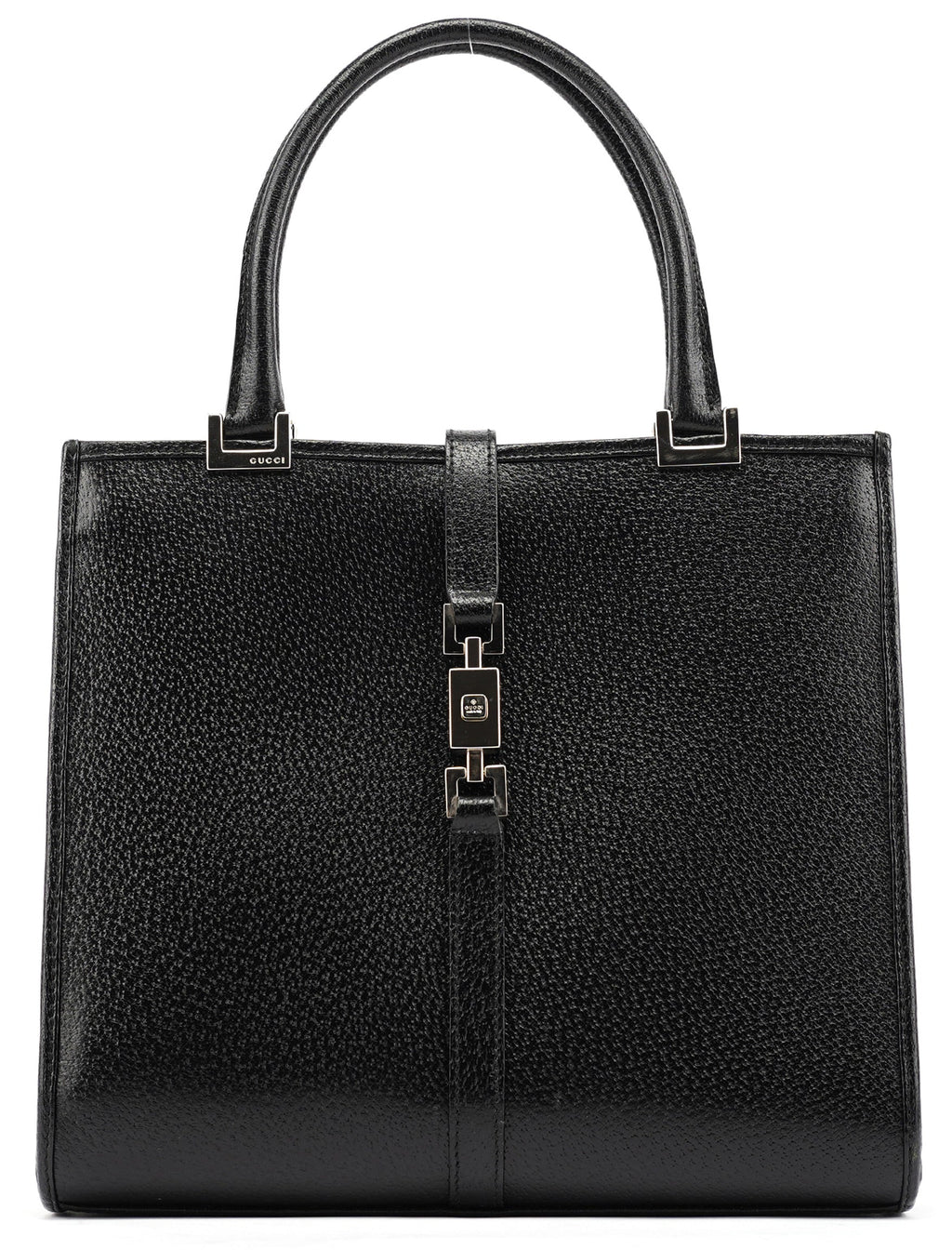 002 1065 Black Leather Jackie Tote Bag