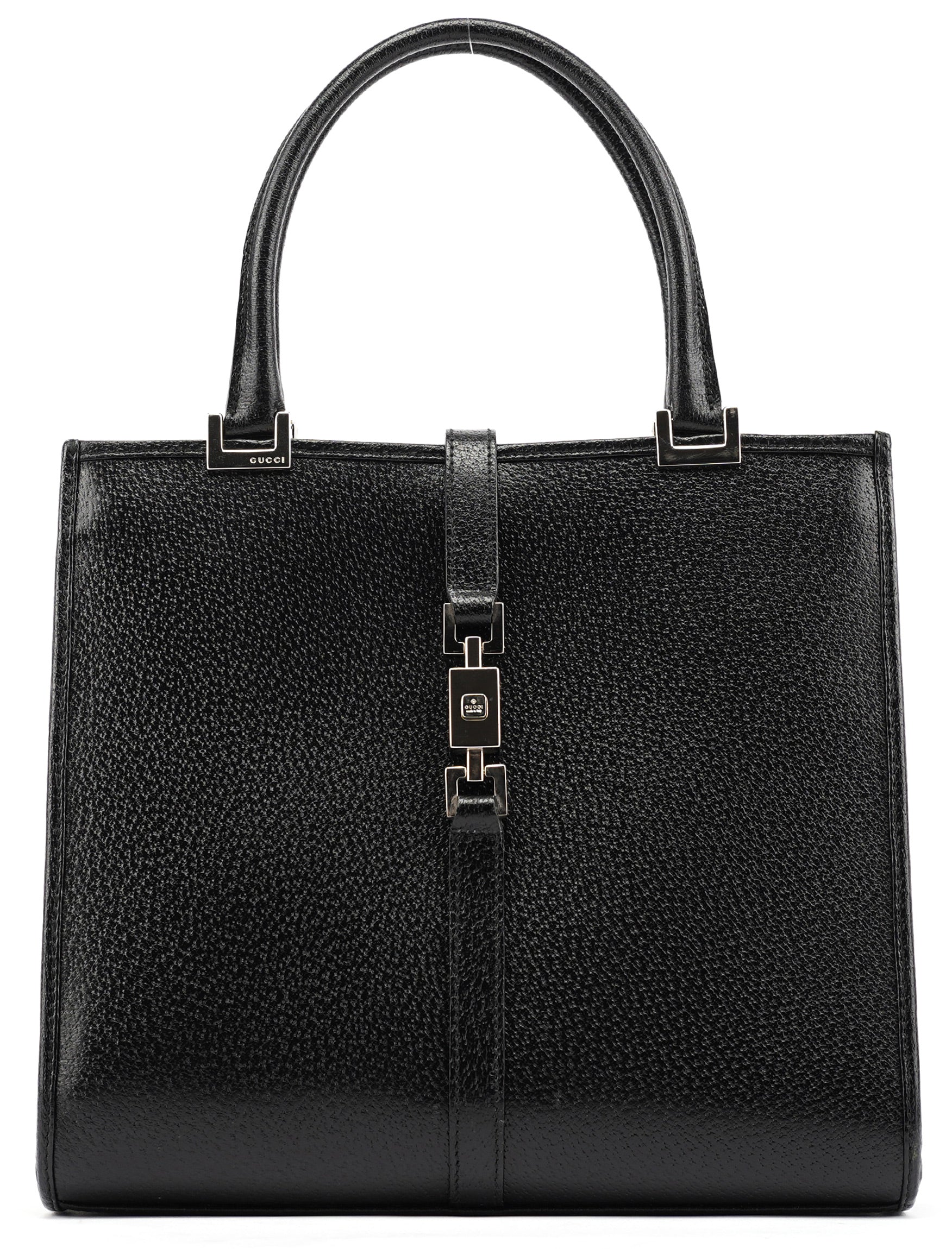 002 1065 Black Leather Jackie Tote Bag