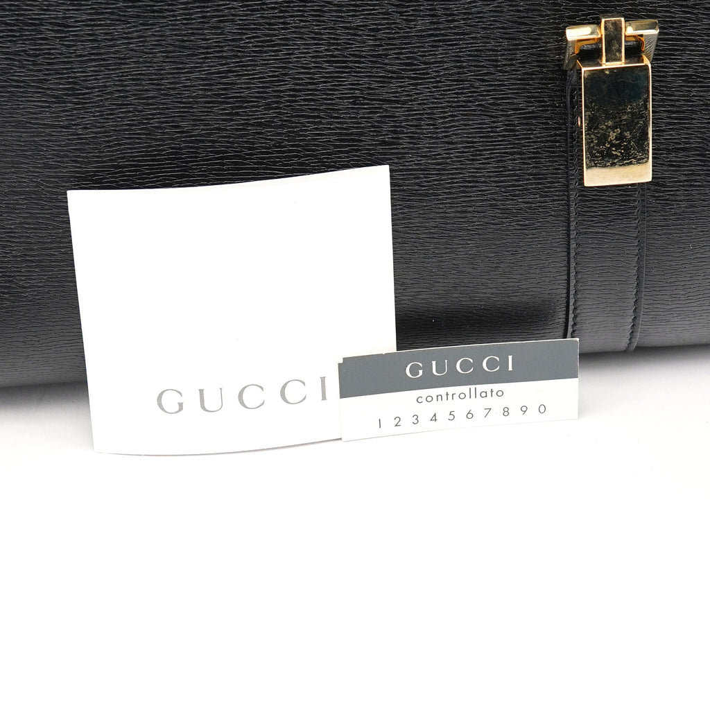 002 1066 Black Leather Jackie Shoulder Bag