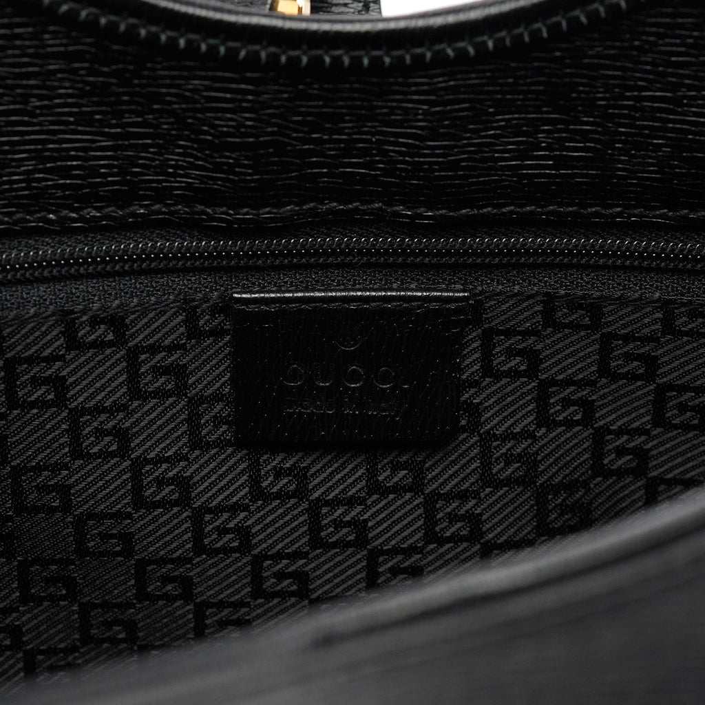 002 1066 Black Leather Jackie Shoulder Bag