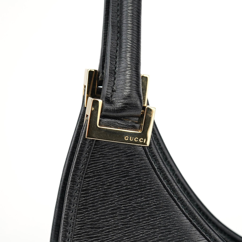 002 1066 Black Leather Jackie Shoulder Bag