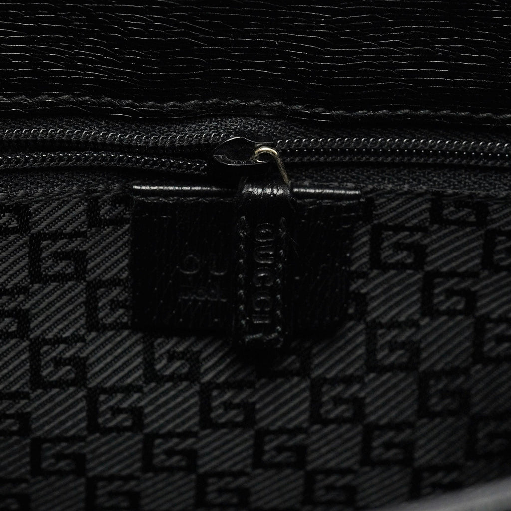 002 1066 Black Leather Jackie Shoulder Bag