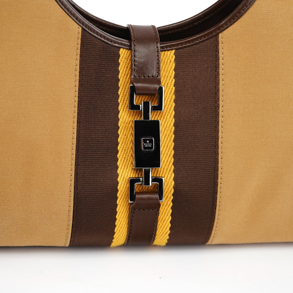 002 1067 Beige Canvas Jackie Shoulder Bag