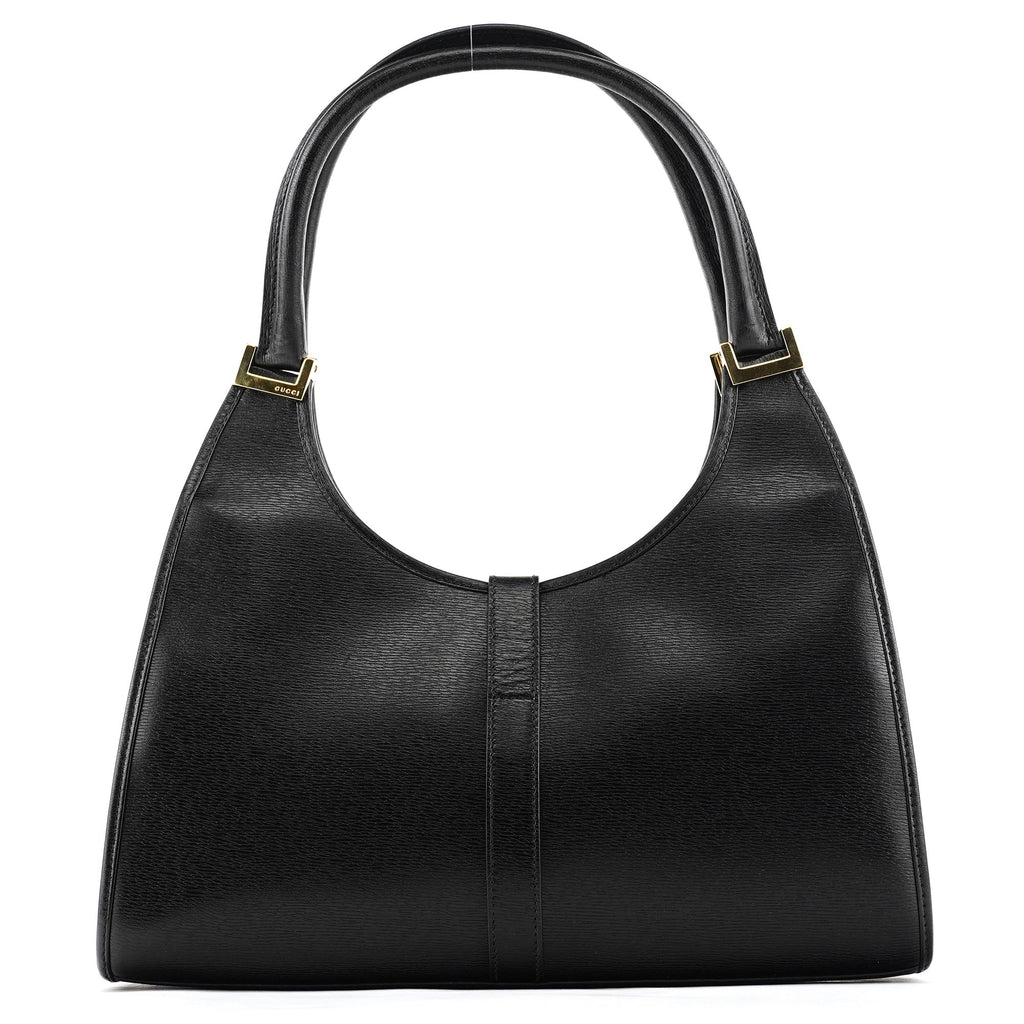 002 1067 Black Leather Jackie Shoulder Bag