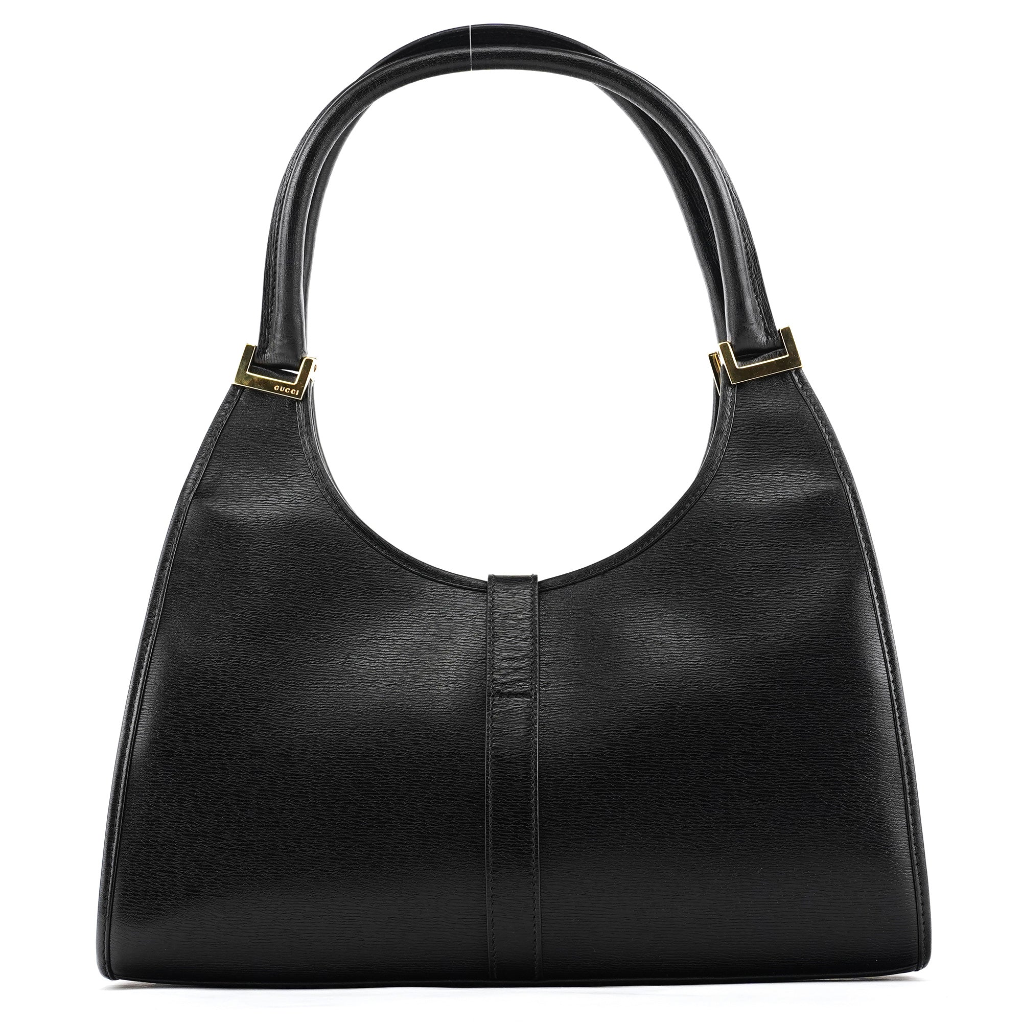 002 1067 Black Leather Jackie Shoulder Bag