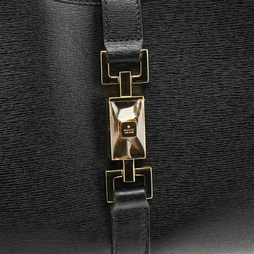 002 1067 Black Leather Jackie Shoulder Bag