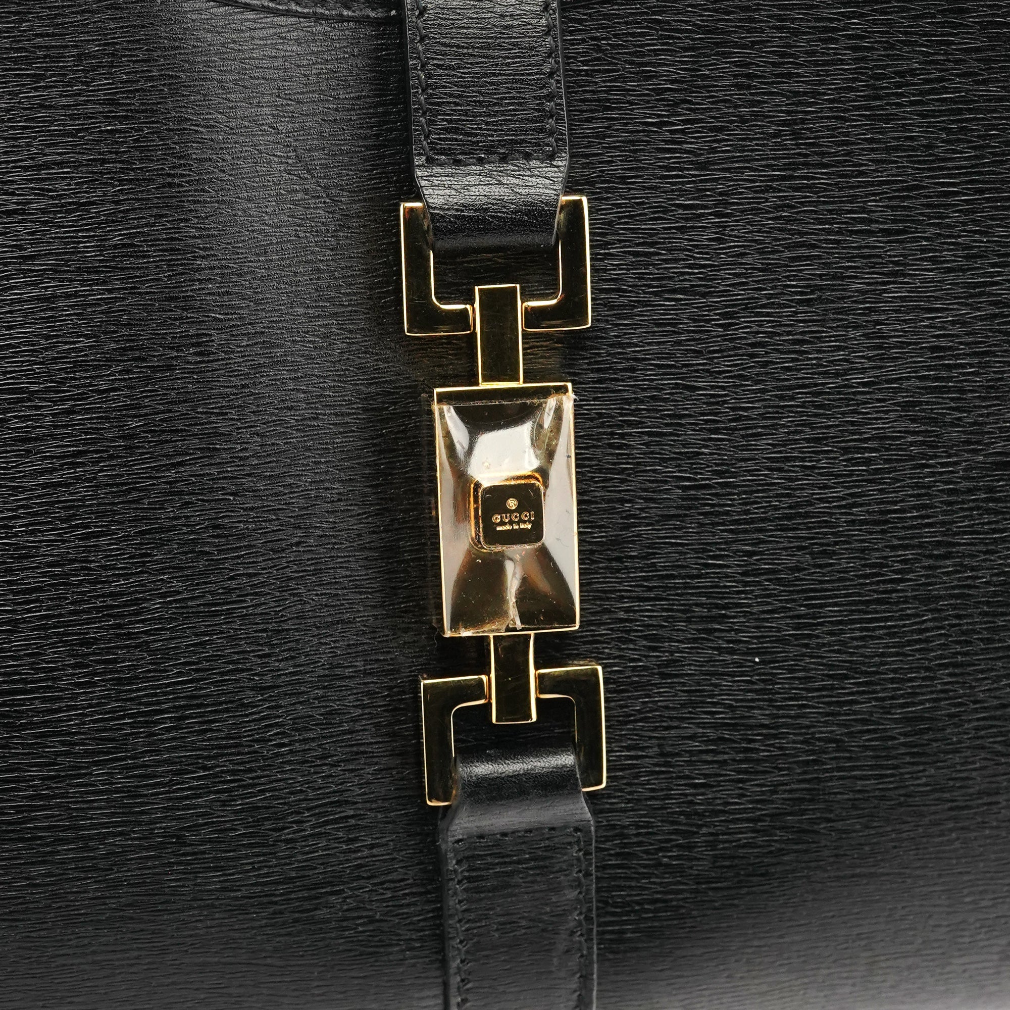 002 1067 Black Leather Jackie Shoulder Bag