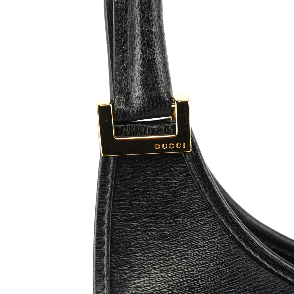 002 1067 Black Leather Jackie Shoulder Bag