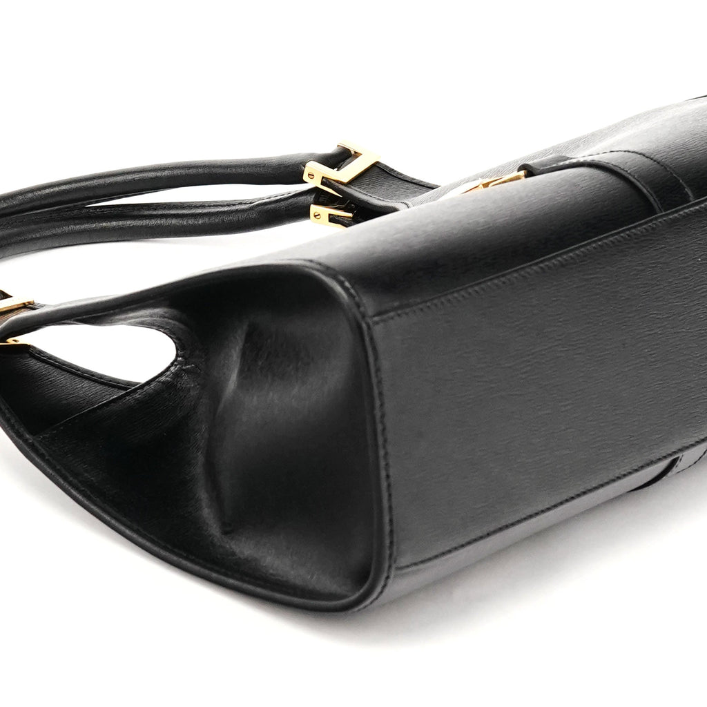 002 1067 Black Leather Jackie Shoulder Bag