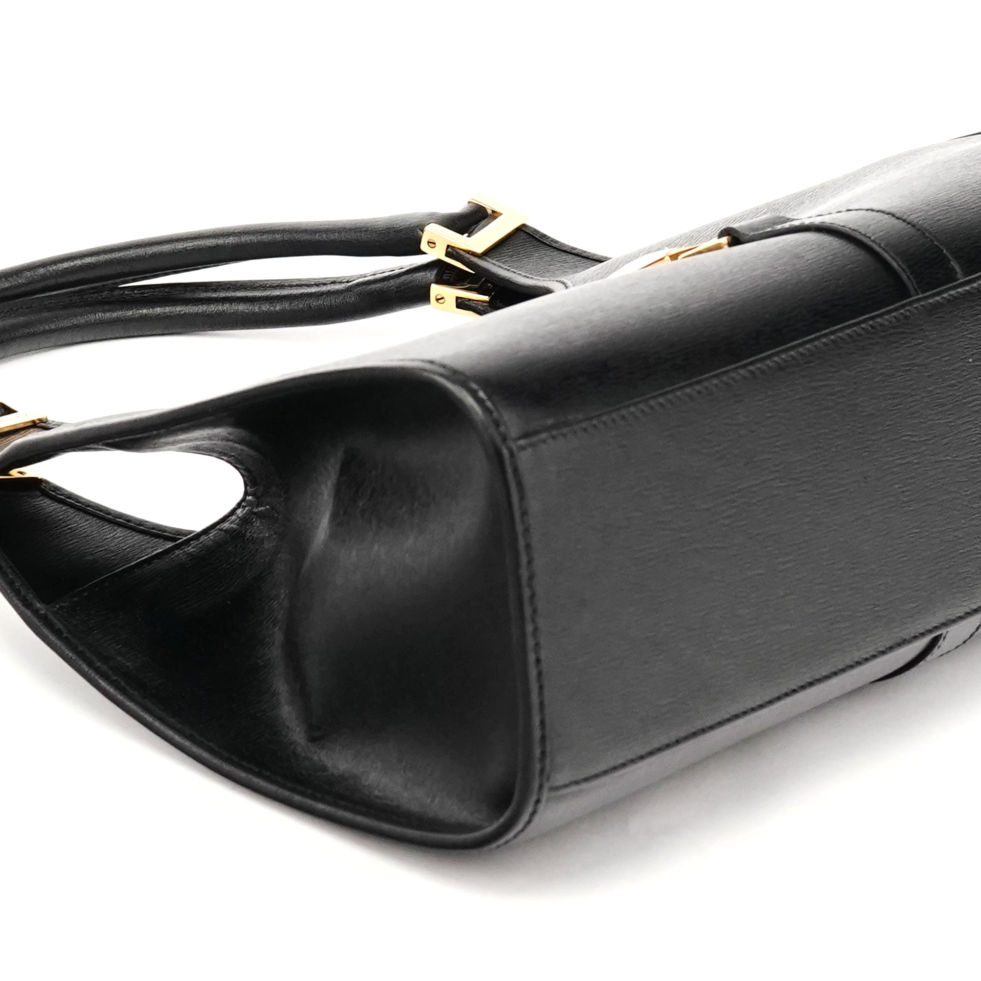 002 1067 Black Leather Jackie Shoulder Bag