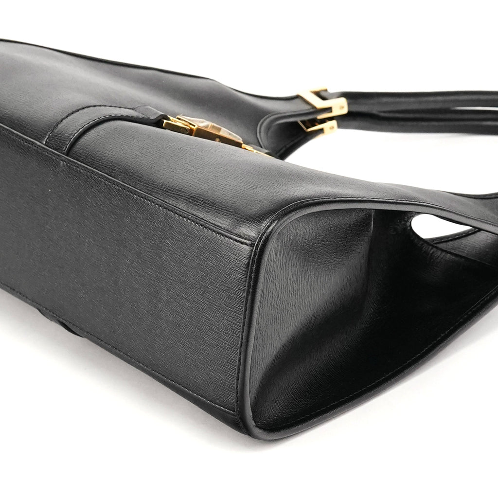 002 1067 Black Leather Jackie Shoulder Bag