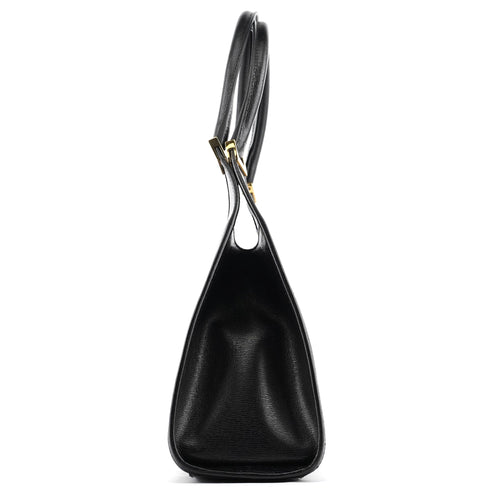 002 1067 Black Leather Jackie Shoulder Bag