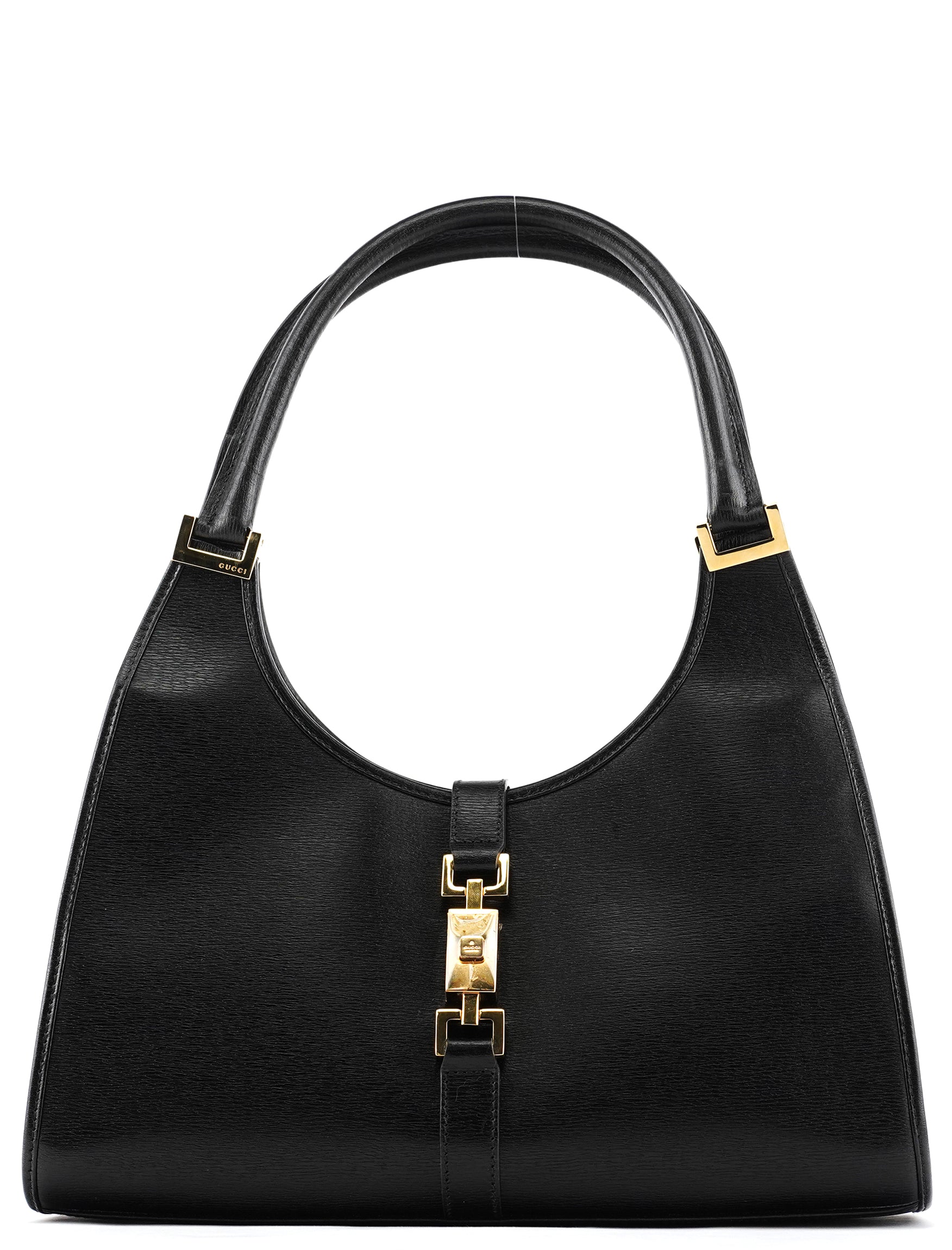 002 1067 Black Leather Jackie Shoulder Bag