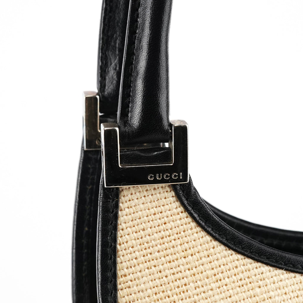 002 1068 Beige Canvas Leather Jackie Shoulder Bag