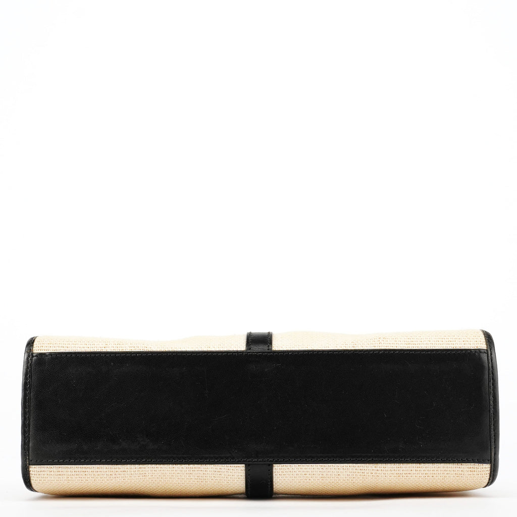 002 1068 Beige Canvas Leather Jackie Shoulder Bag