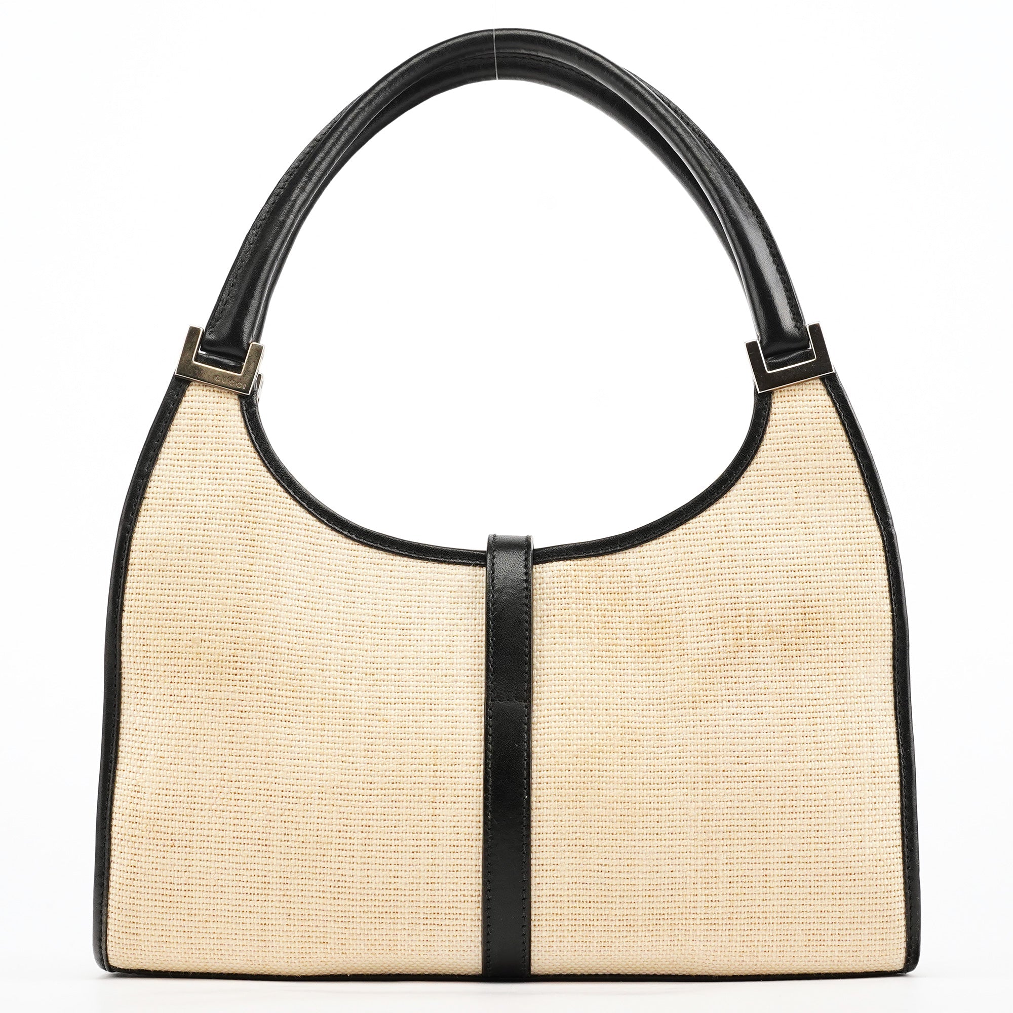 002 1068 Beige Canvas Leather Jackie Shoulder Bag