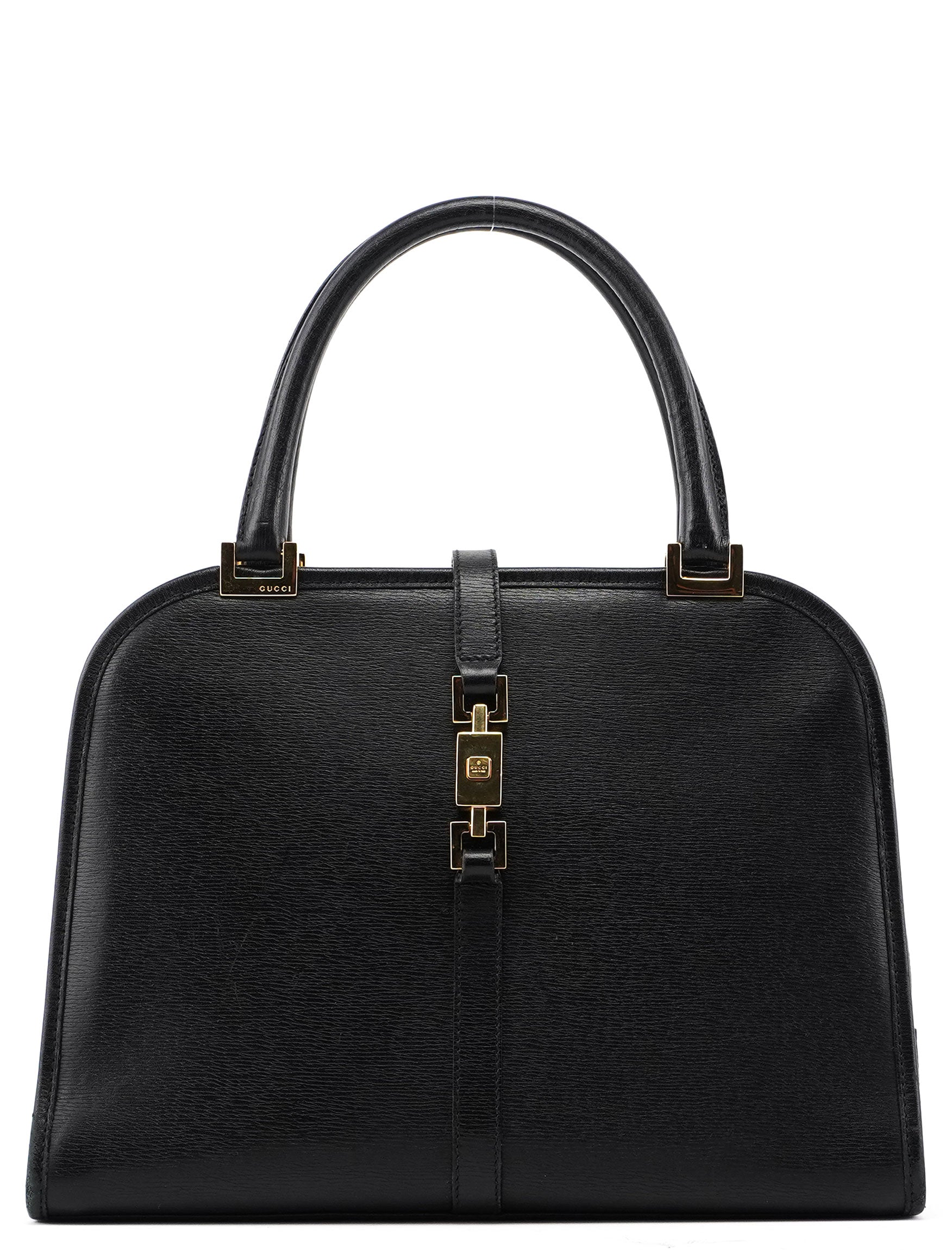 002 1071 Black Leather Jackie Tote Bag