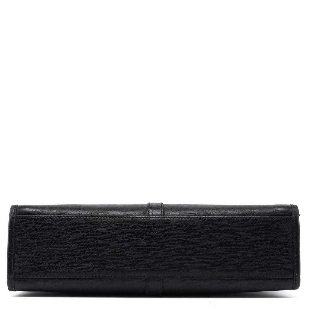 002 1071 Black Leather Jackie Tote Bag