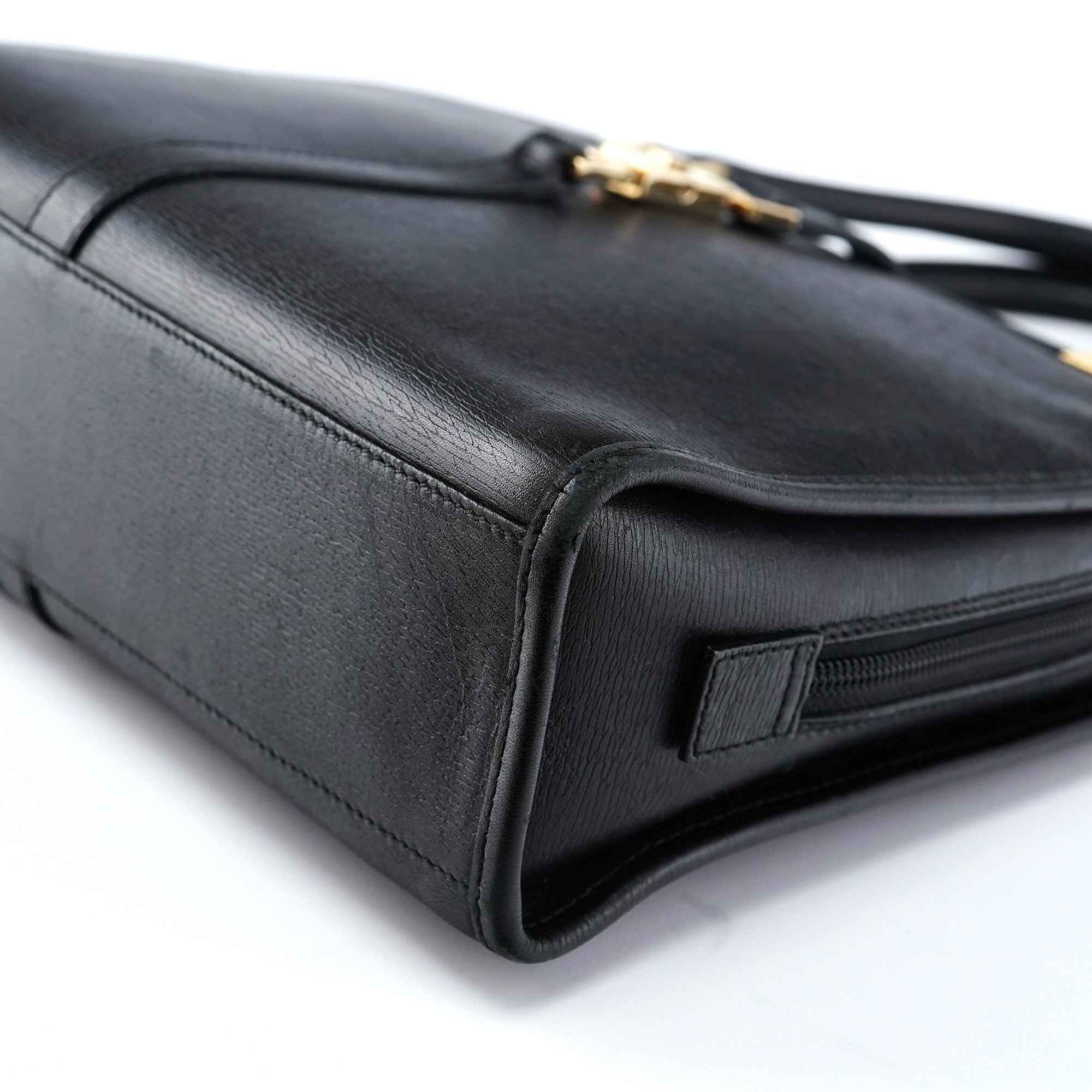 002 1071 Black Leather Jackie Tote Bag