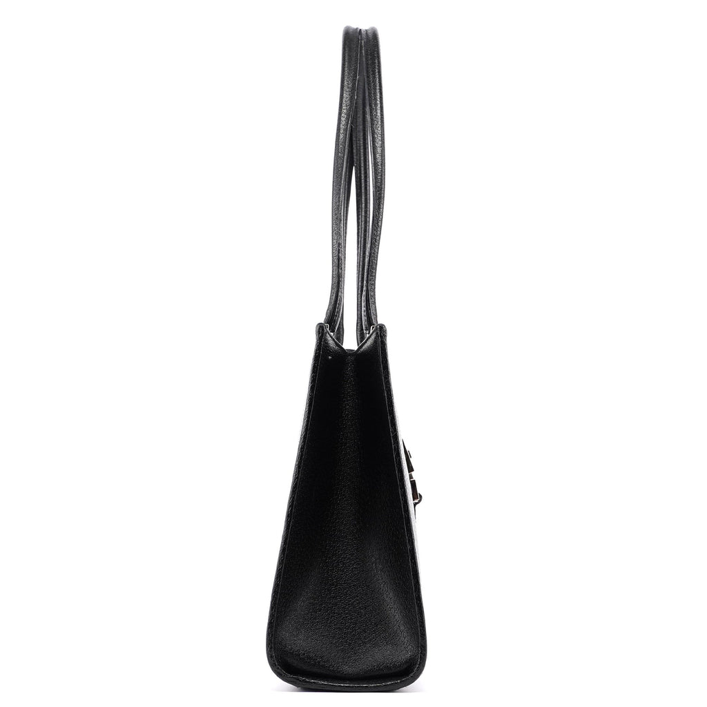 002 1073 Black Leather Jackie Tote