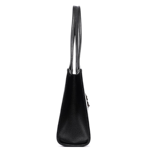 002 1073 Black Leather Jackie Tote