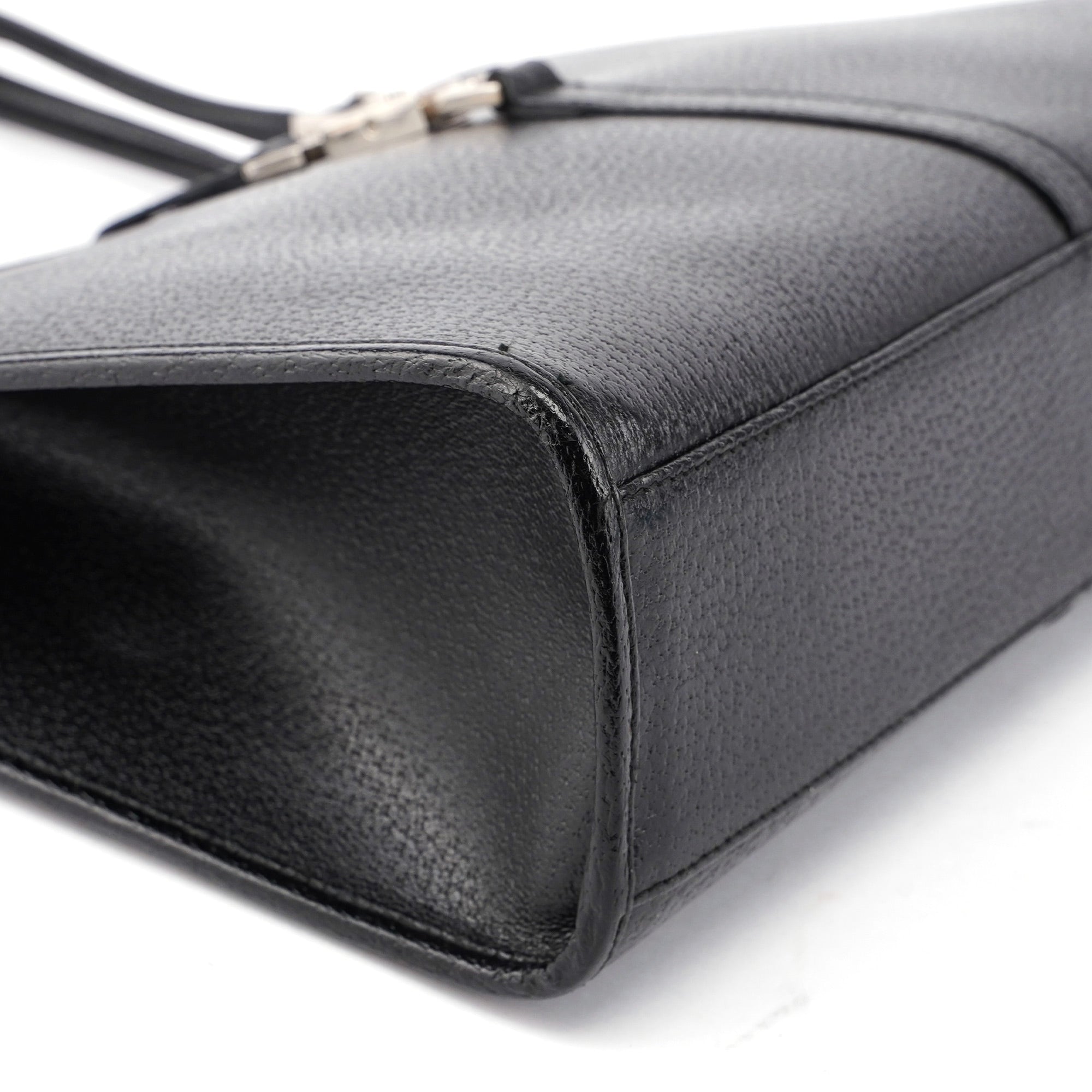 002 1073 Black Leather Jackie Tote