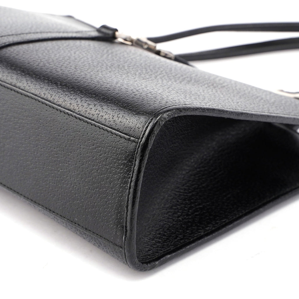002 1073 Black Leather Jackie Tote