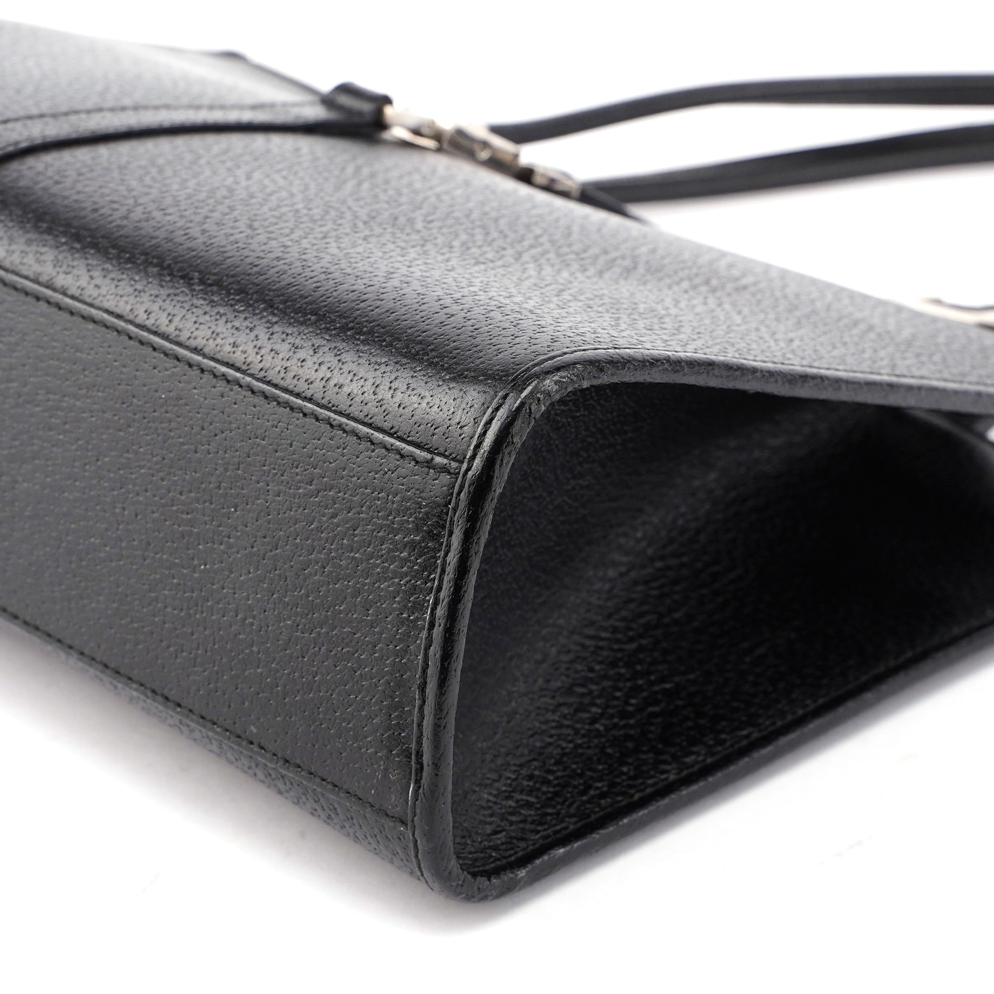 002 1073 Black Leather Jackie Tote