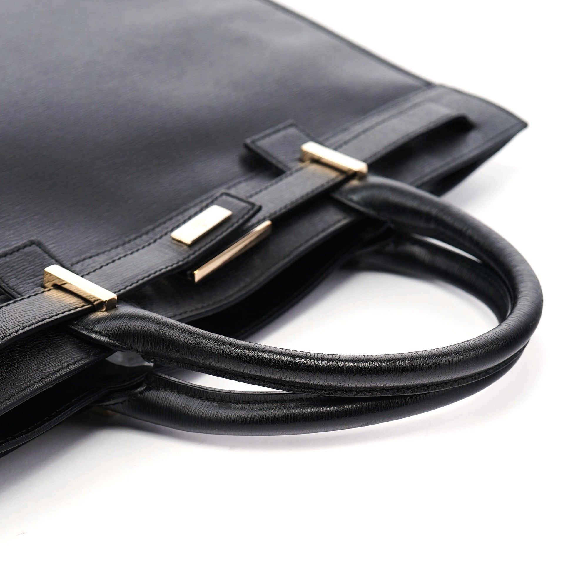 002 1090 Black Leather Tote Bag