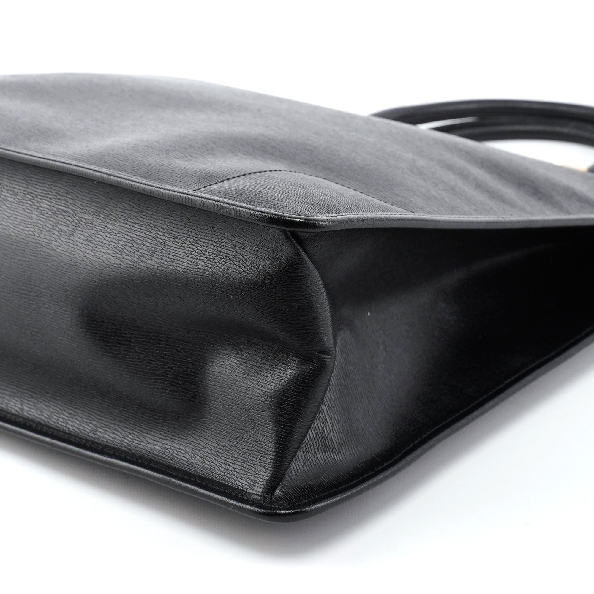 002 1091 Black Leather Tote Bag