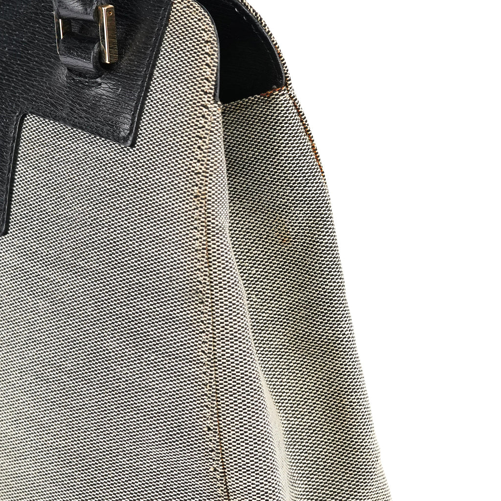 002 1103 Beige Canvas Square G Tote Bag