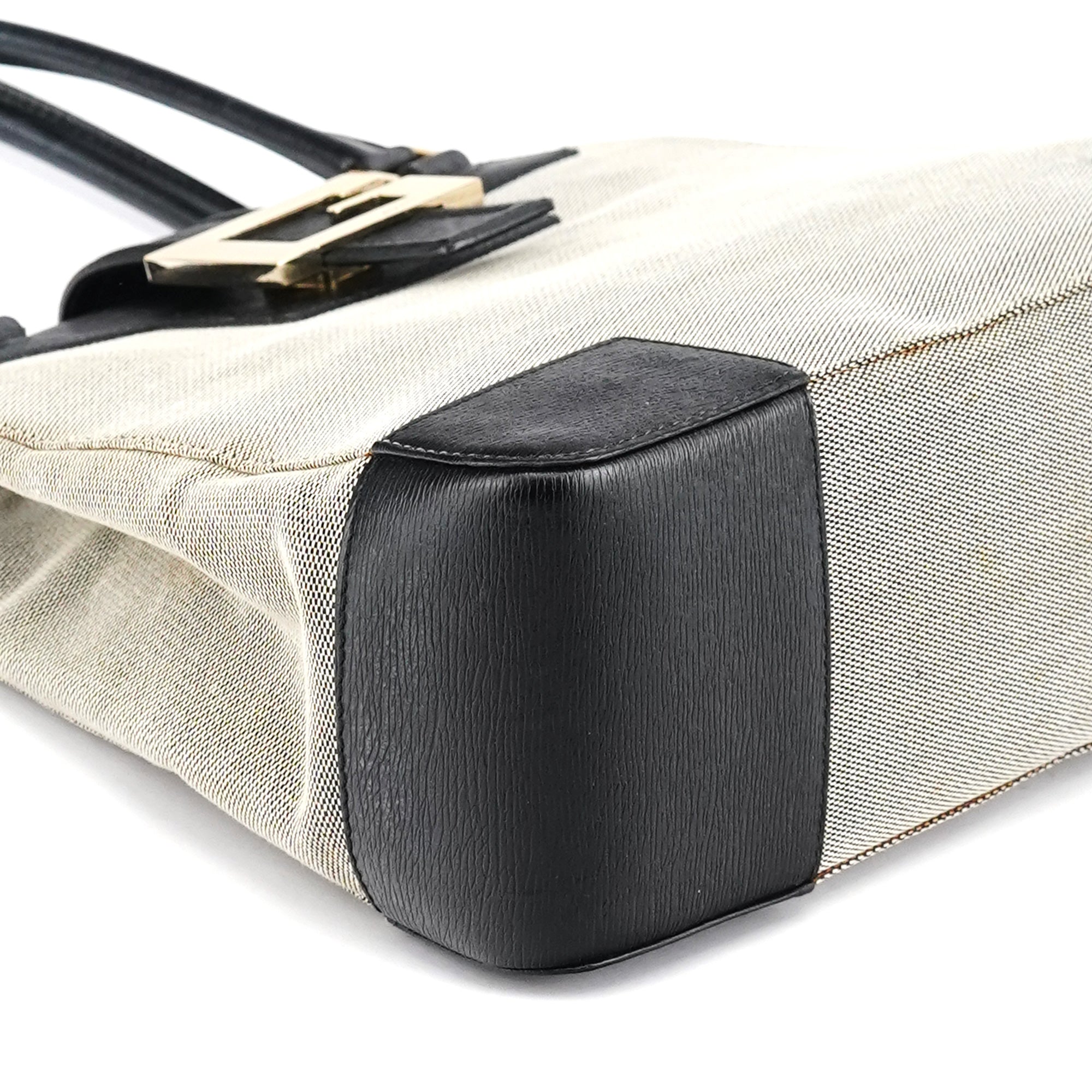 002 1103 Beige Canvas Square G Tote Bag