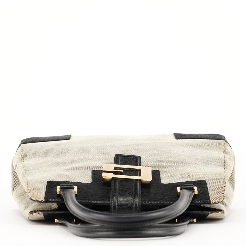 002 1103 Beige Canvas Square G Tote Bag