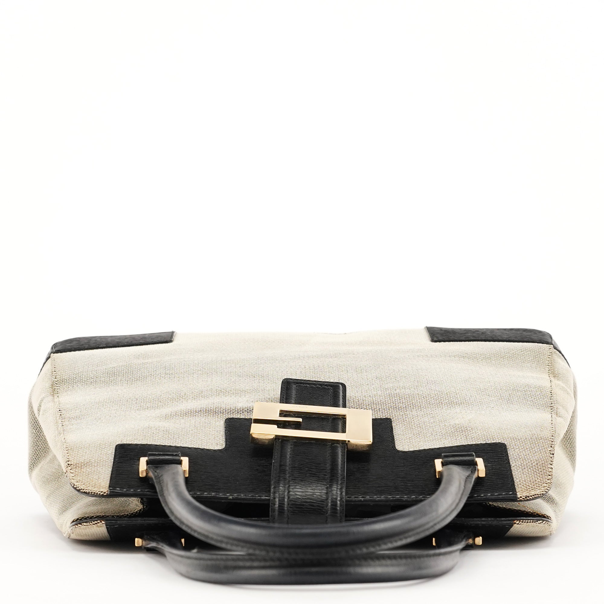 002 1103 Beige Canvas Square G Tote Bag