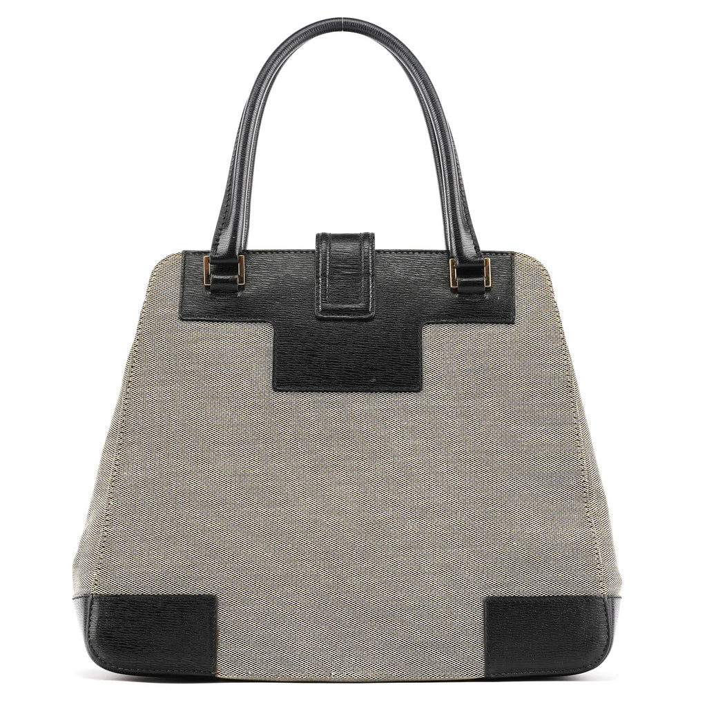 002 1103 Beige Canvas Square G Tote Bag