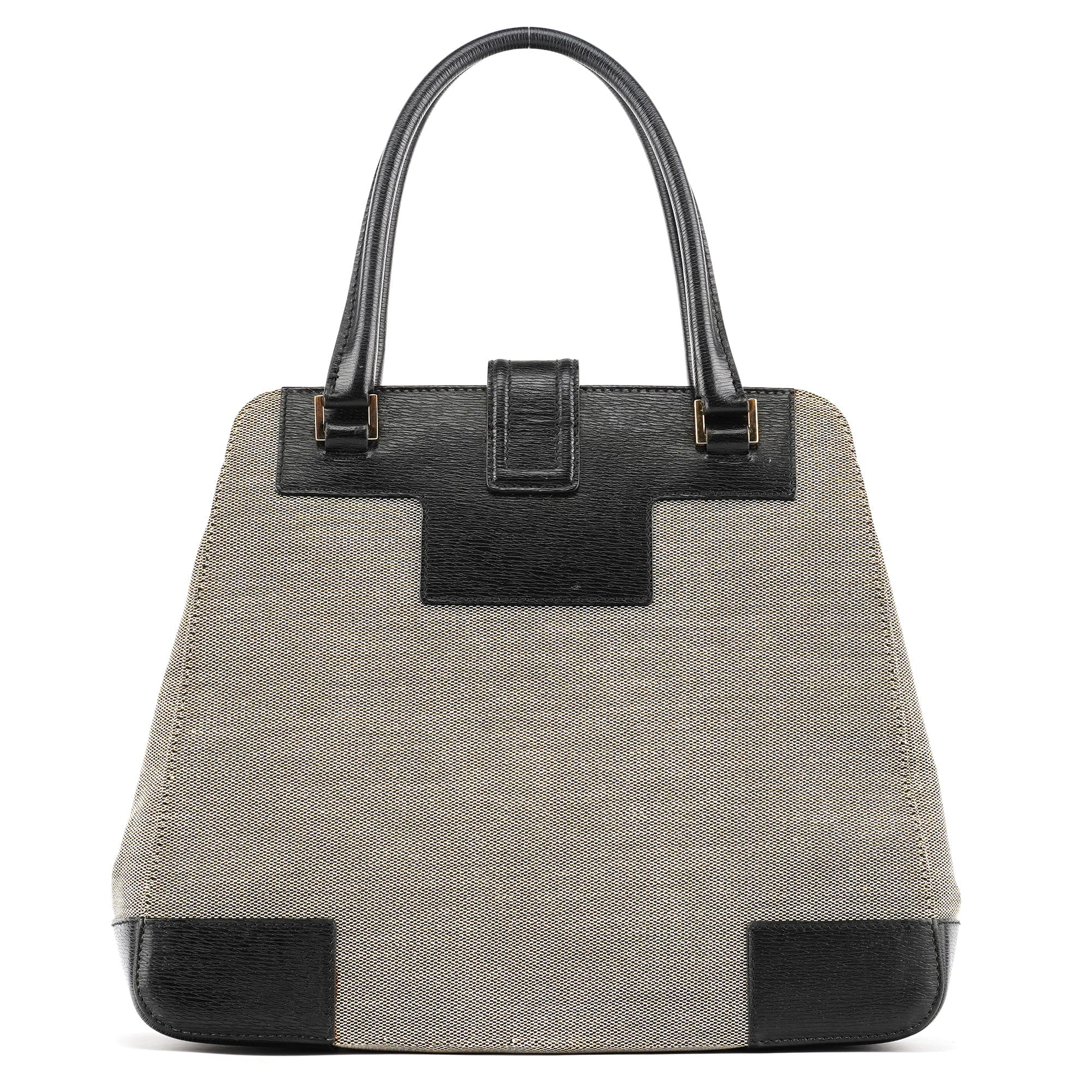 002 1103 Beige Canvas Square G Tote Bag