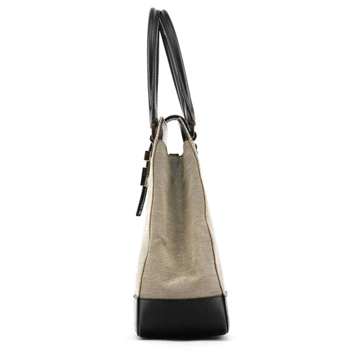 002 1103 Beige Canvas Square G Tote Bag
