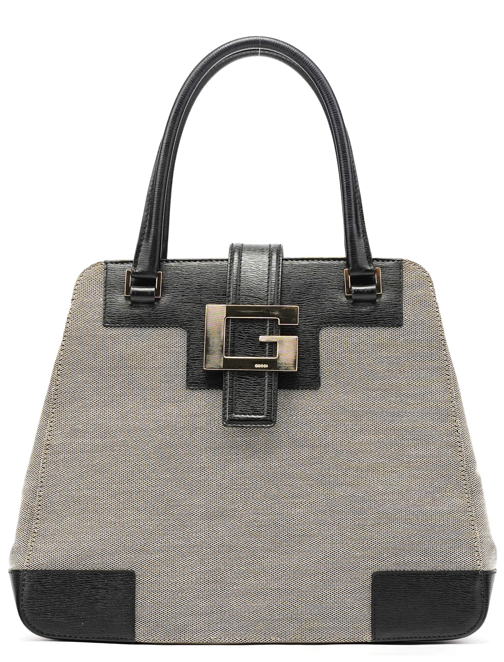 002 1103 Beige Canvas Square G Tote Bag