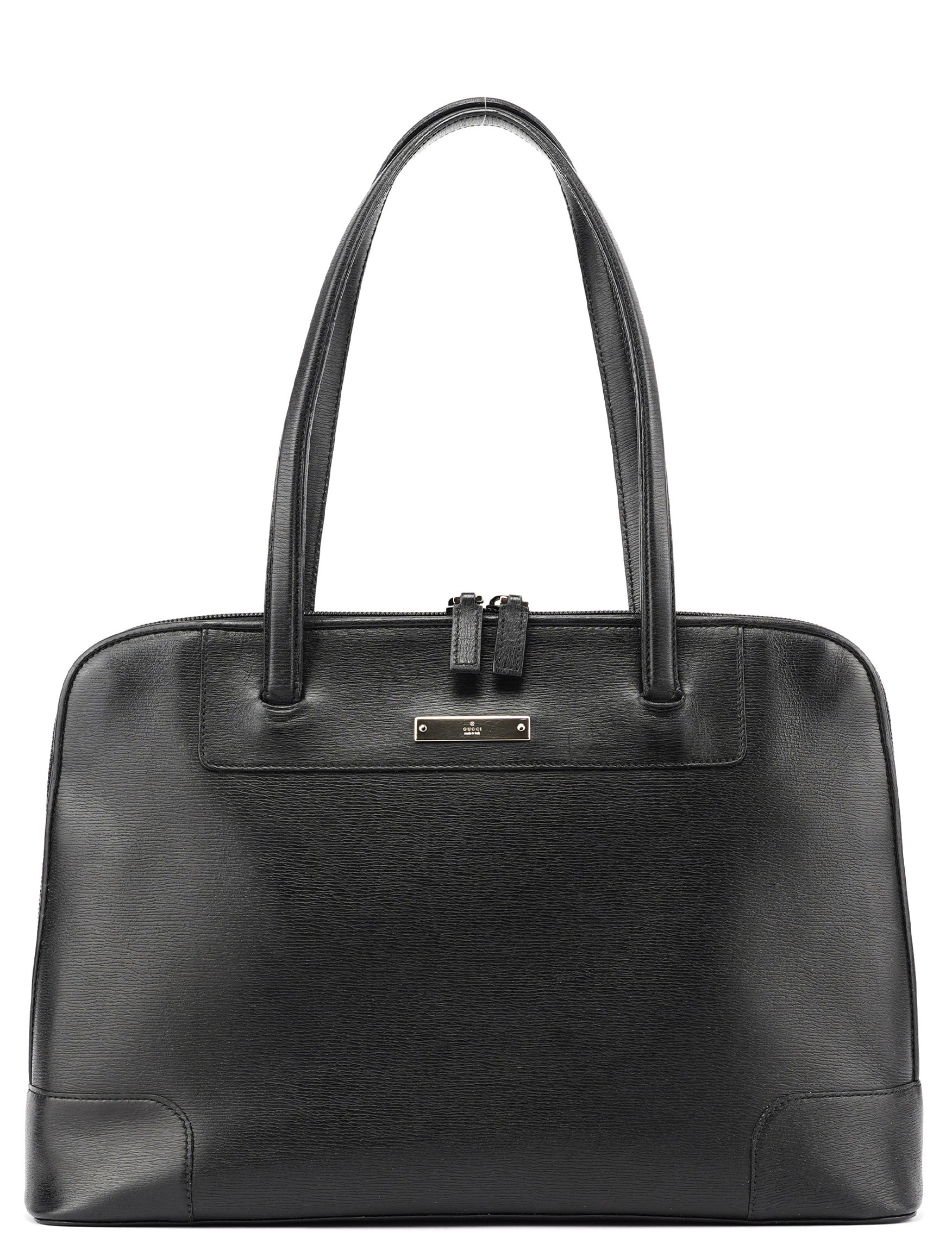 002 1122 Black Leather Tote Bag