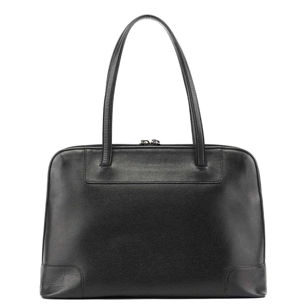 002 1122 Black Leather Tote Bag