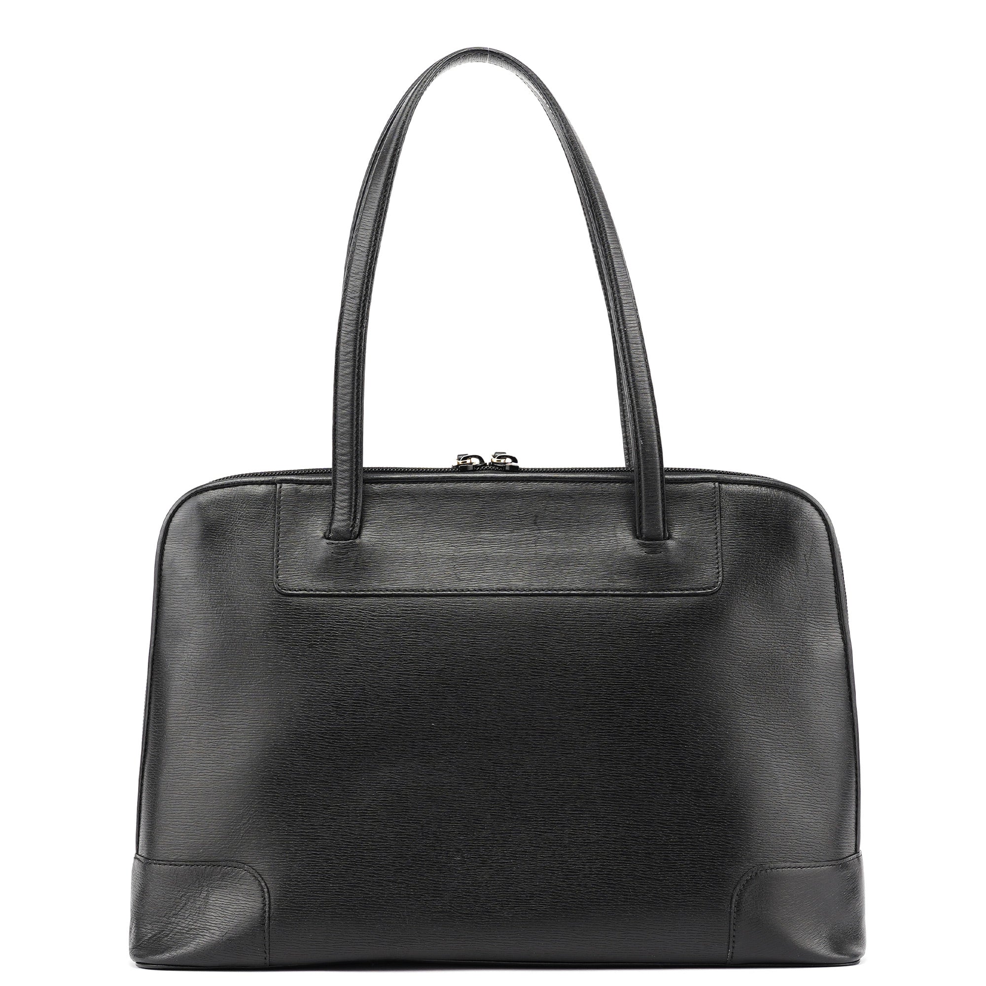 002 1122 Black Leather Tote Bag