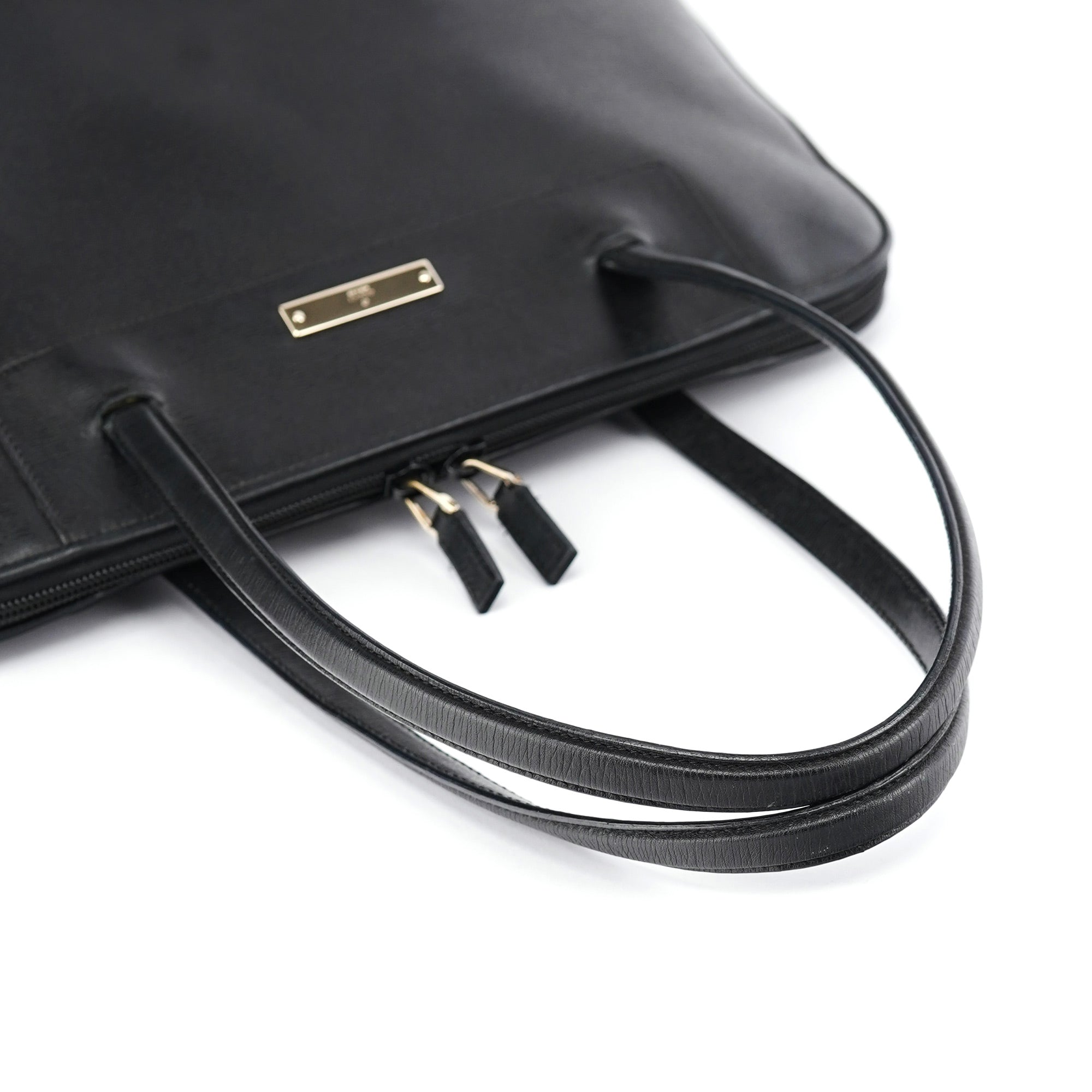 002 1122 Black Leather Tote Bag