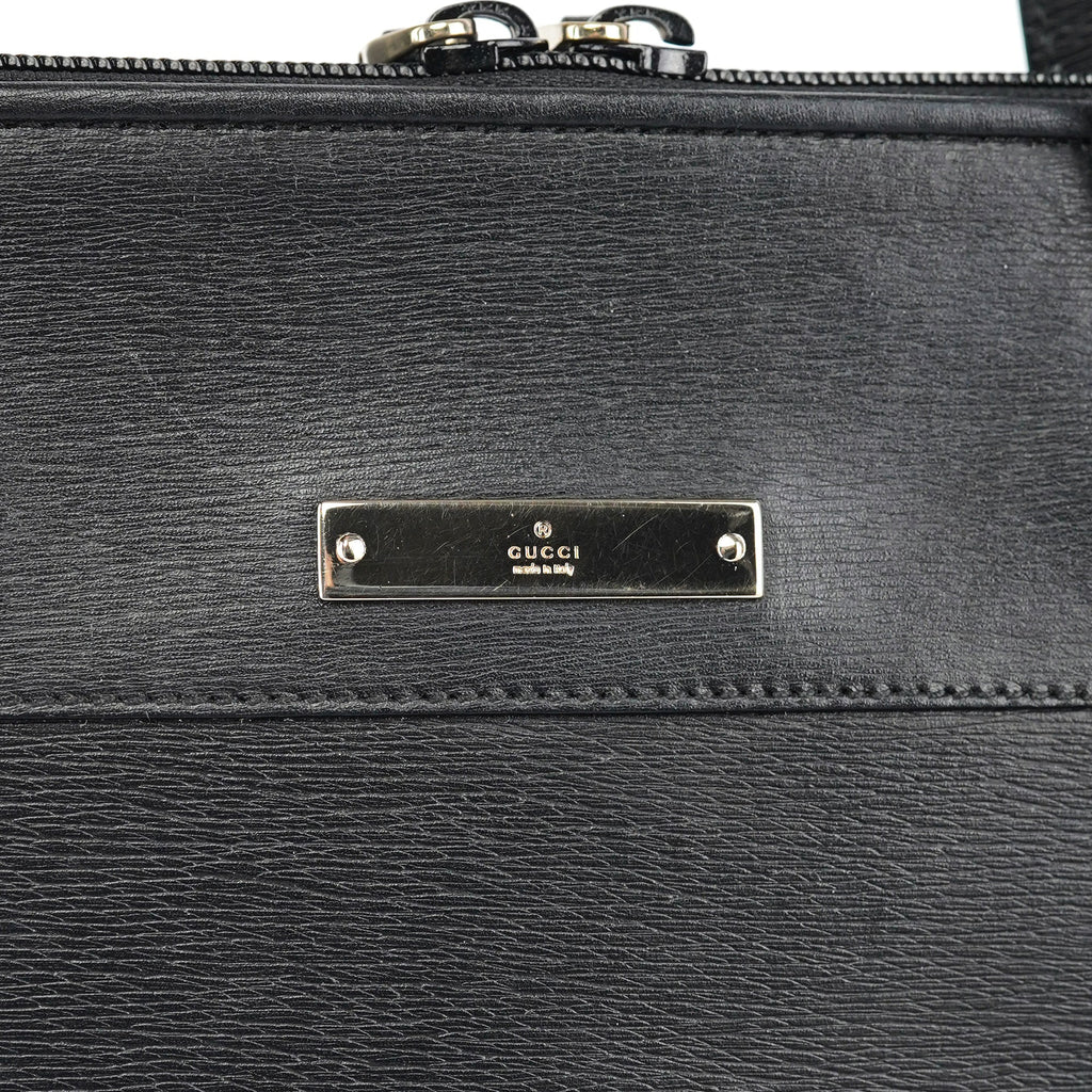 002 1122 Black Leather Tote Bag