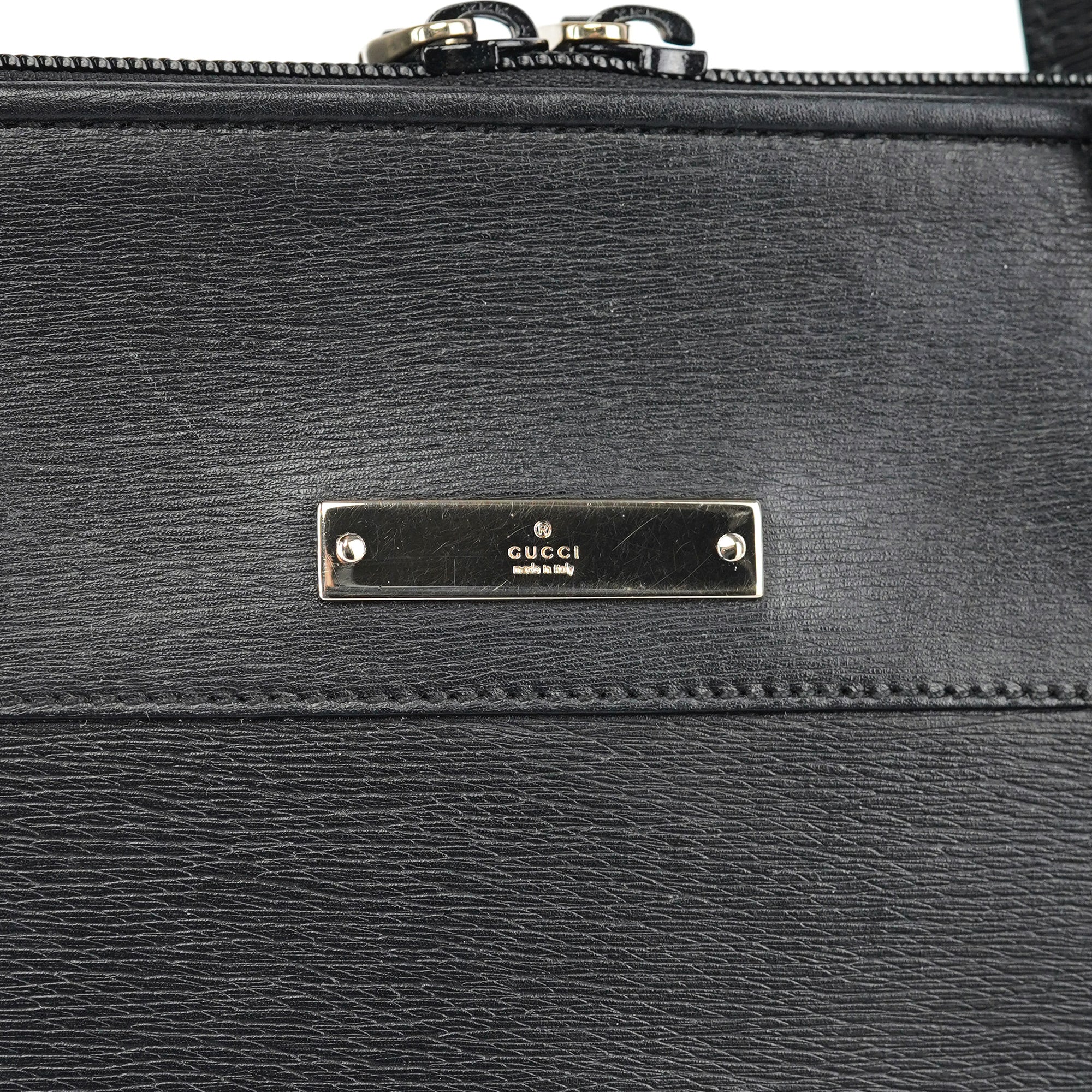 002 1122 Black Leather Tote Bag