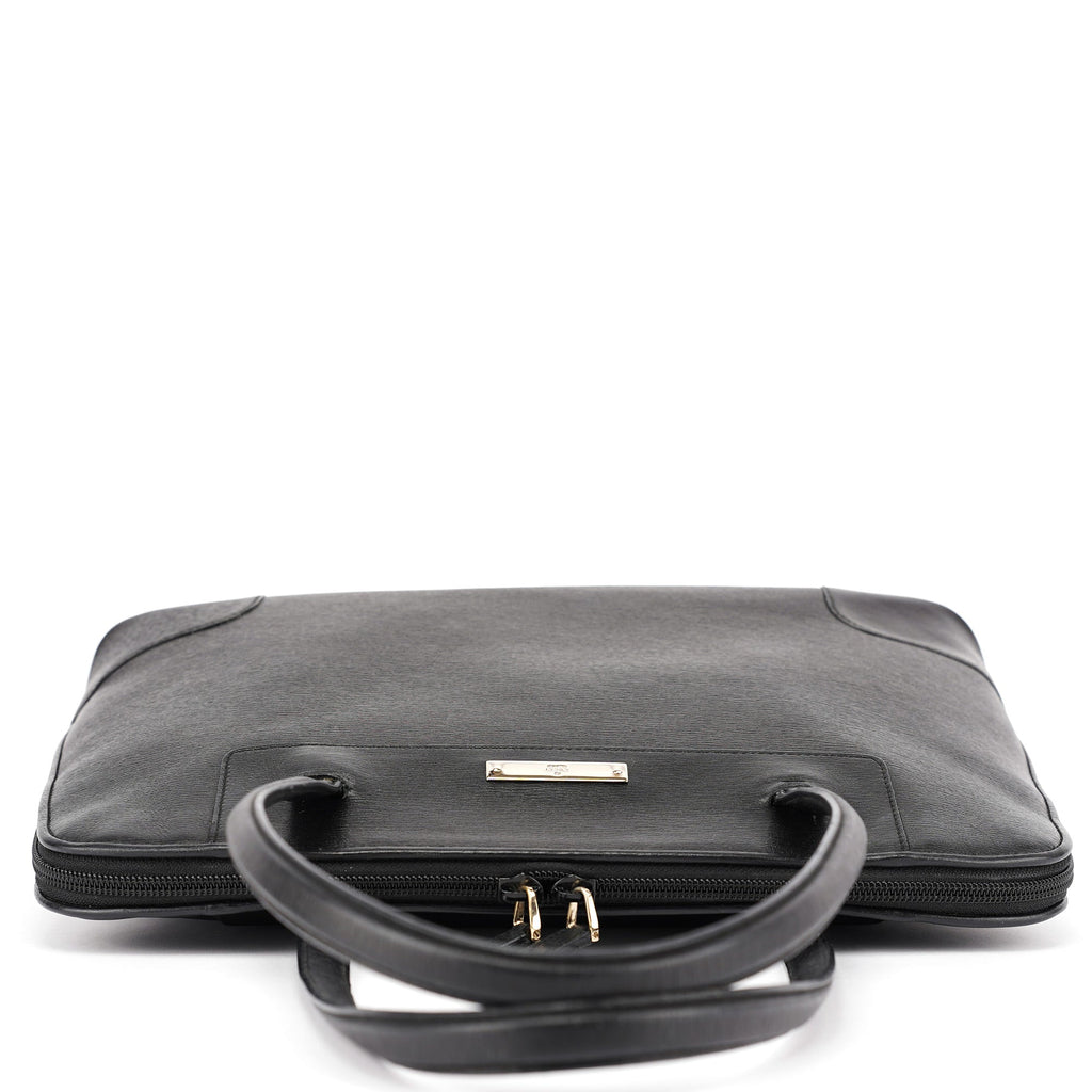 002 1122 Black Leather Tote Bag
