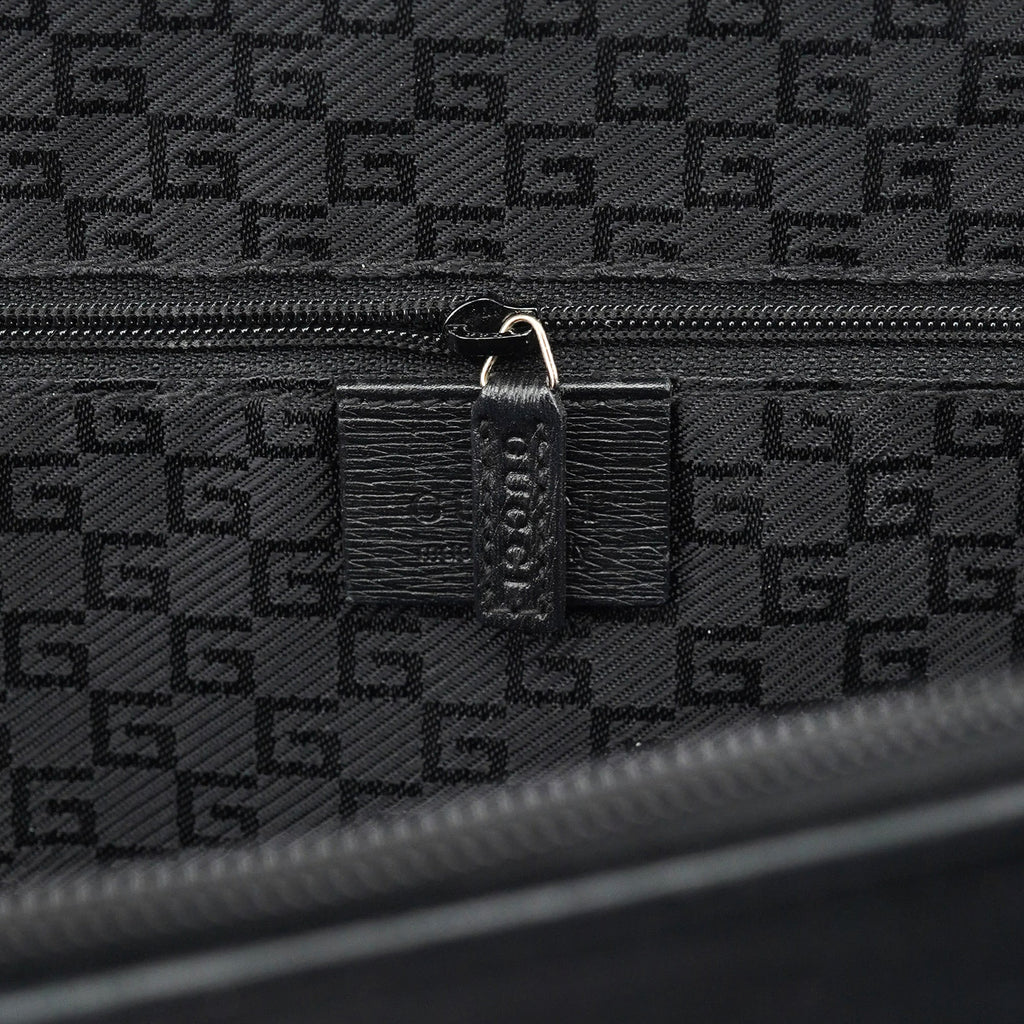 002 1122 Black Leather Tote Bag
