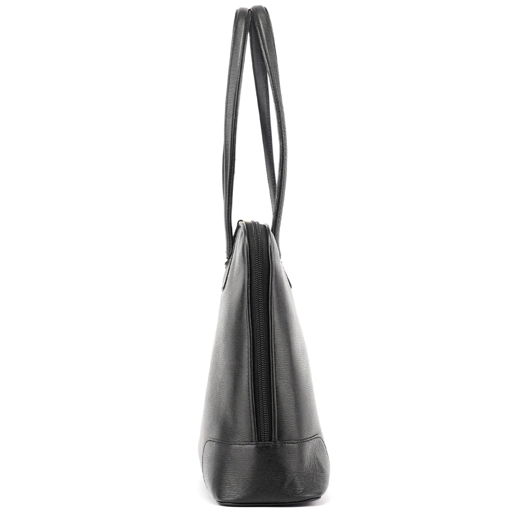 002 1122 Black Leather Tote Bag