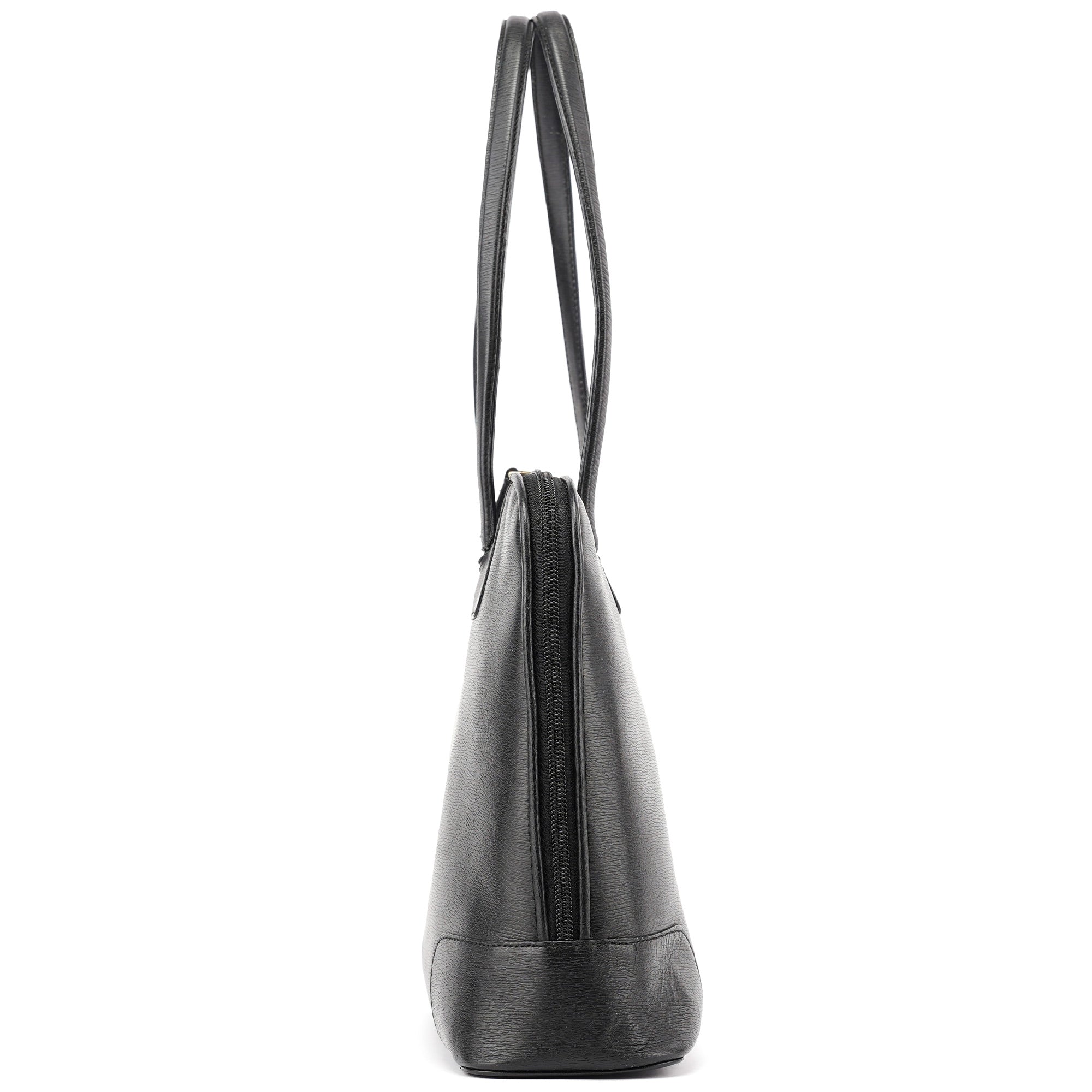 002 1122 Black Leather Tote Bag